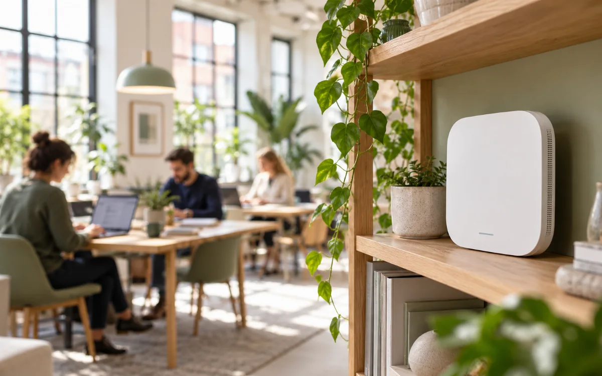 Illustrative wireless access point in a bright business studio